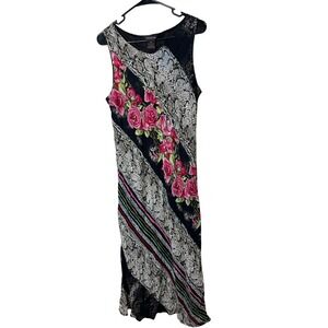 Francesca Rose Y2K Maxi Dress Women Size M Sleeveless Snakeskin Rose Print Lined